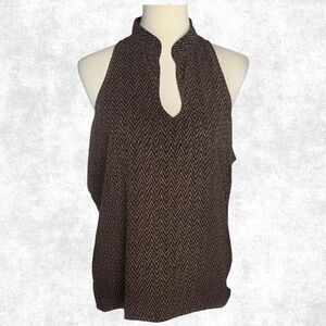 Old Navy Collection Halter Top XXL | Y2K Zigzag Brown Tank